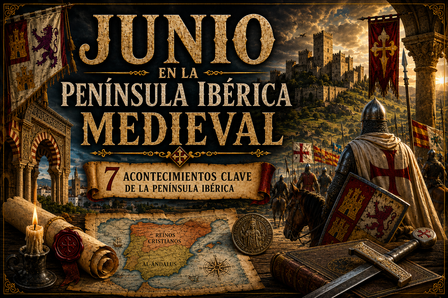 Referencias medievales como fondo, con el título del artículo