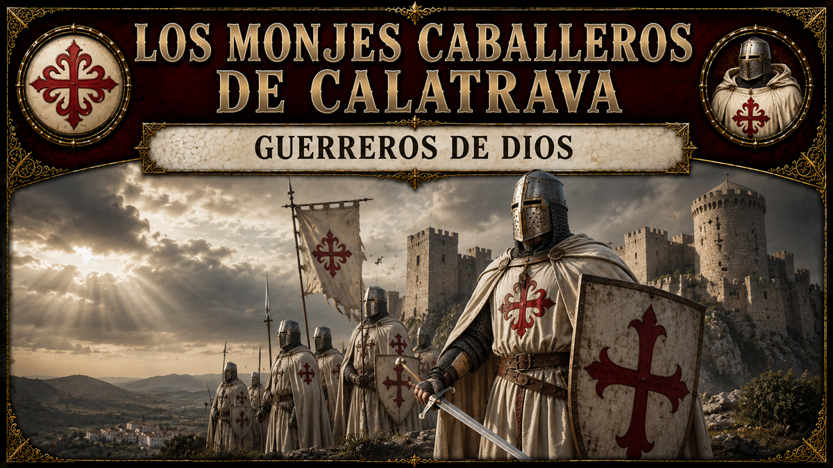 Ilustración de los Monjes Guerreros de la Orden de Calatrava y el título del artículo en la parte superior