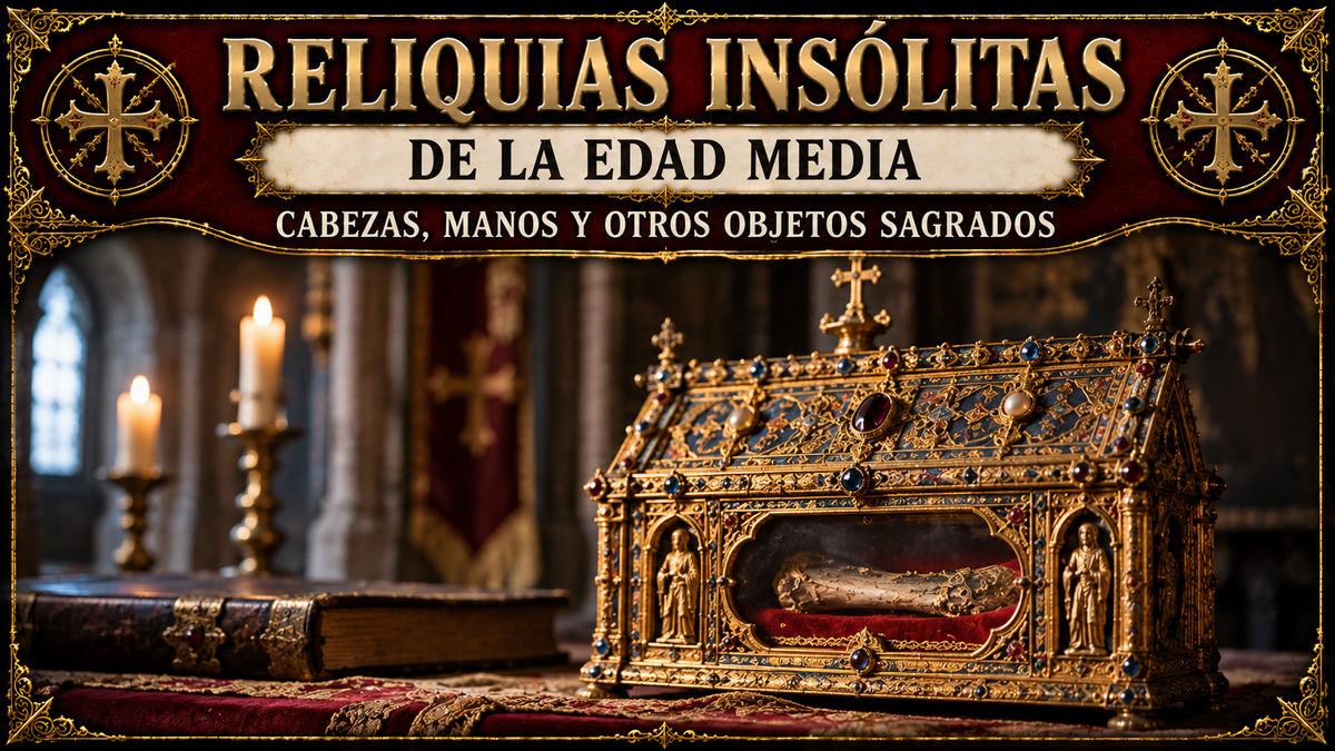 Ilustración de un relicario con restos y el título del artículo en la parte superior