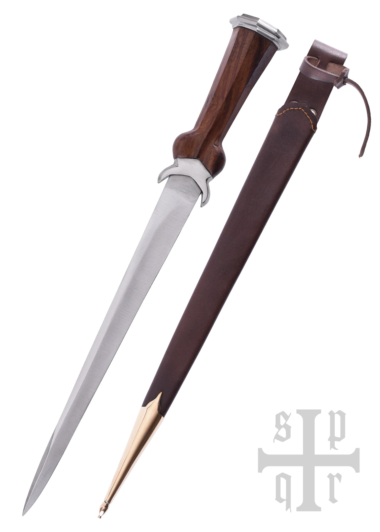 Imagen única de: Daga Renal Alemana Con Funda De Cuero, Siglo Xv.