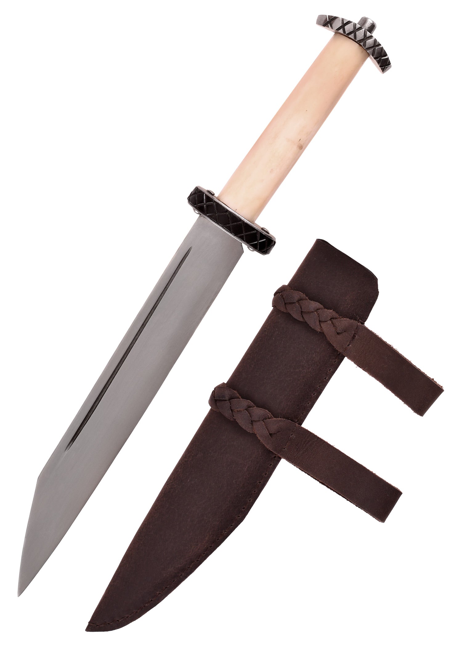 Imagen única de: Sax (Seax) Corto Con Mango De Hueso Y Funda De Cuero.