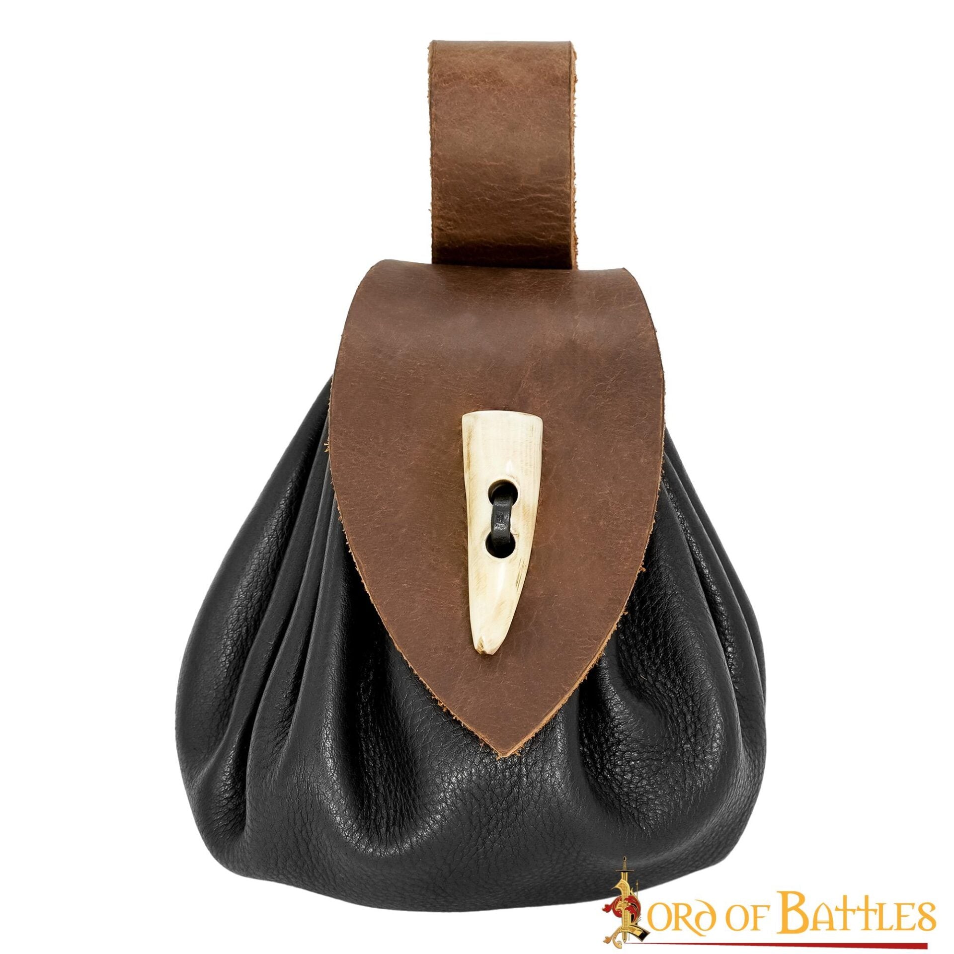 Funda de cinturón medieval en cuero con cierre de cuerno - imagen 7