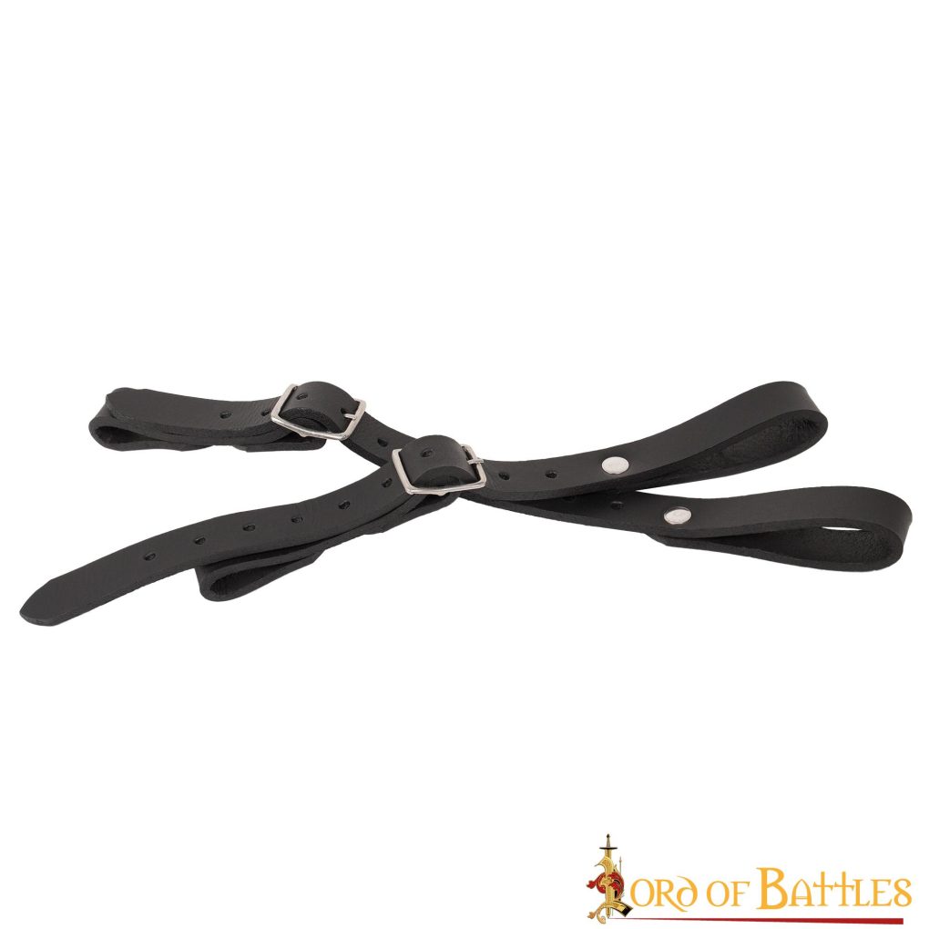 Colgador de espada medieval en cuero, doble correa ajustable - imagen 9