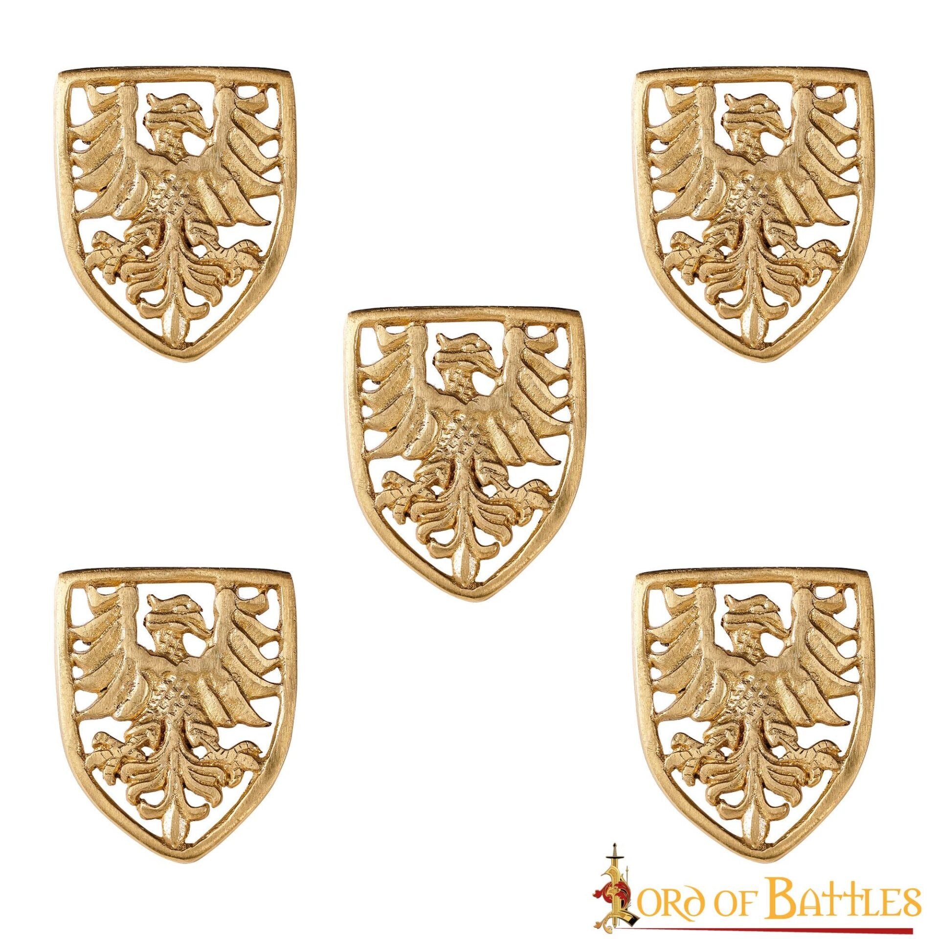 Escudo Heráldico de Águila Adornos de Latón - Juego de 5 Monturas Decorativas Medievales - Imagen 7