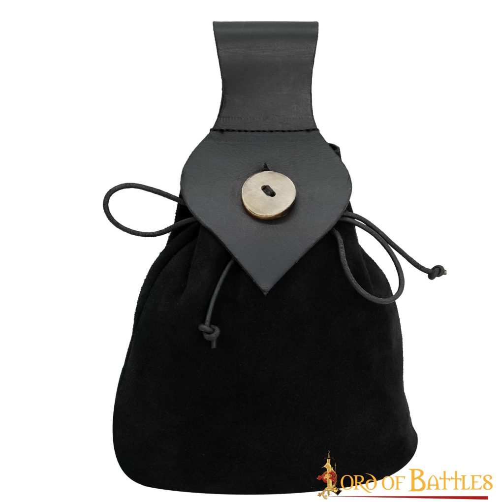 Bolsa de cinturón medieval en cuero y ante con botón de cuerno - imagen 14
