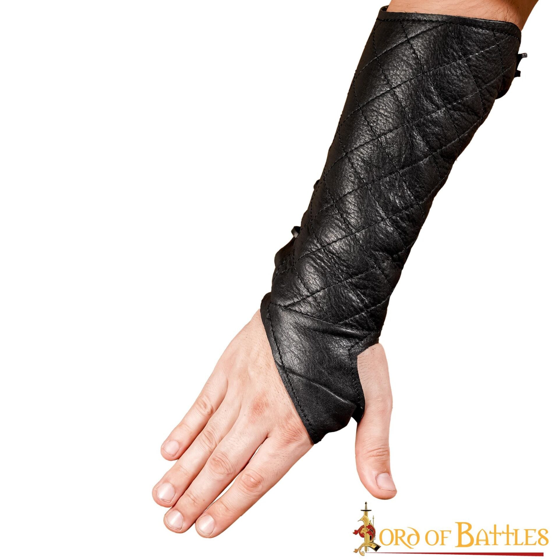 Imagen única de: Brazal de cuero acolchado con protector de pulgar para arquería y LARP