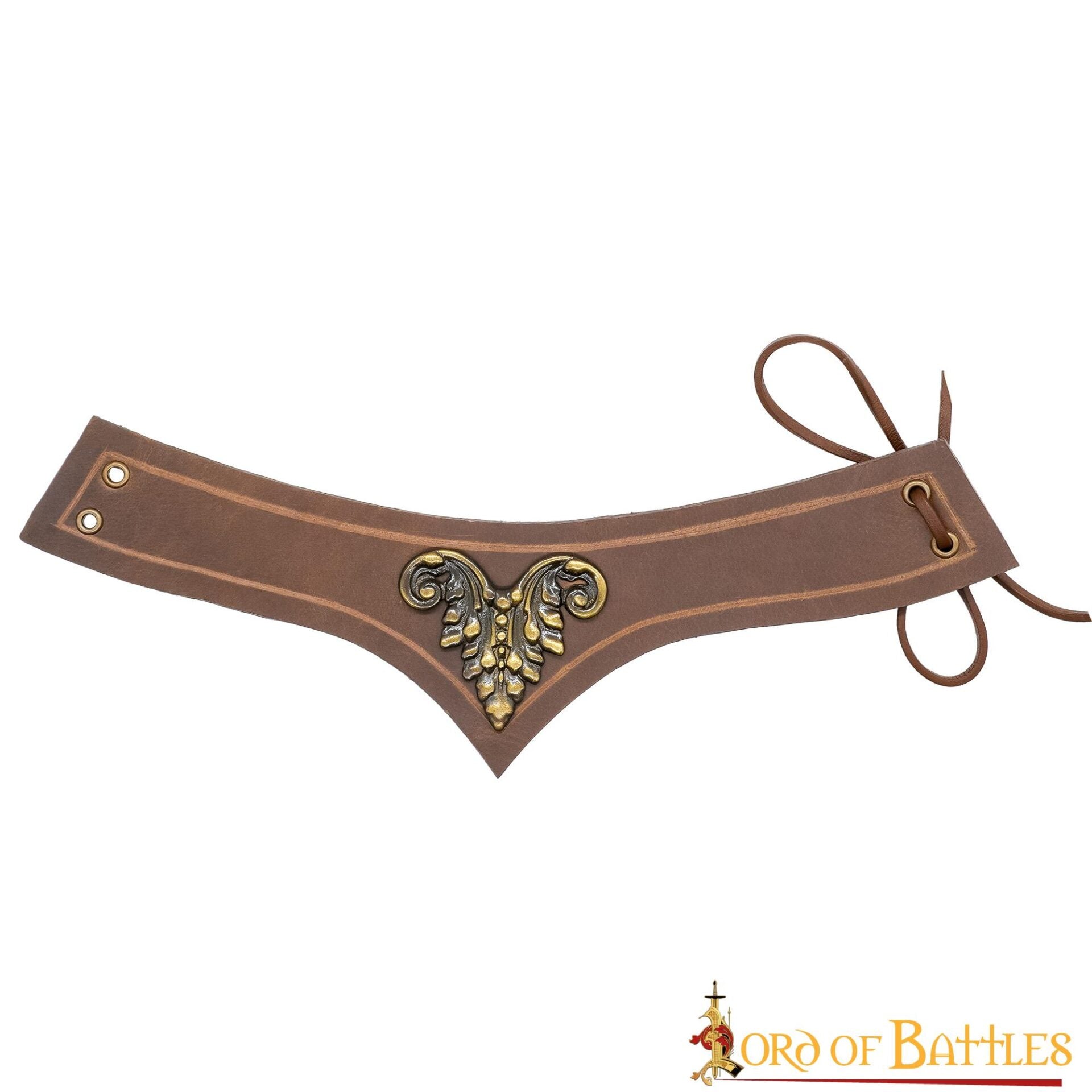 Accesorio medieval de cuero con adorno de latón antiguo - imagen 7