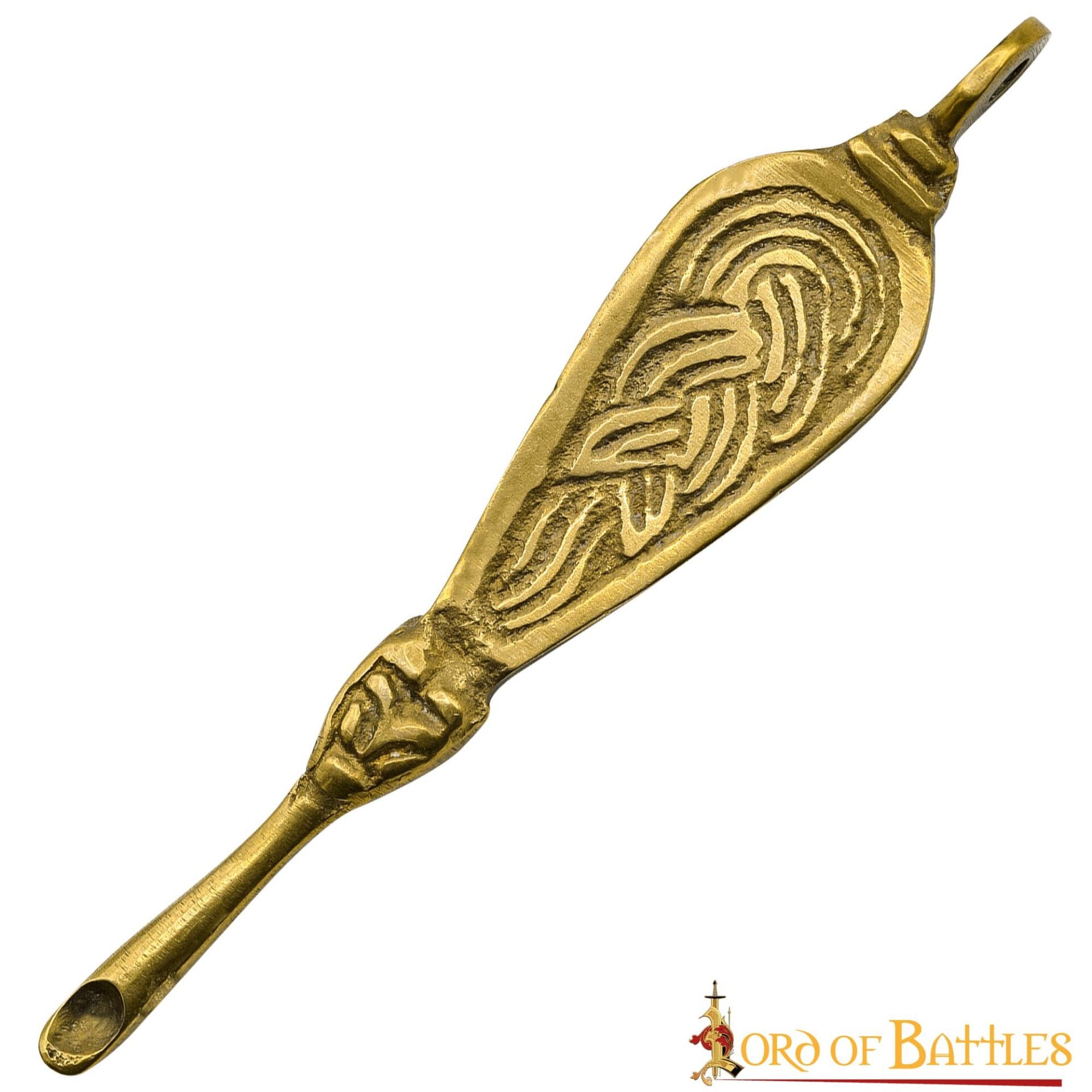 Limpiador de oreja vikingo de latón macizo ornamentado