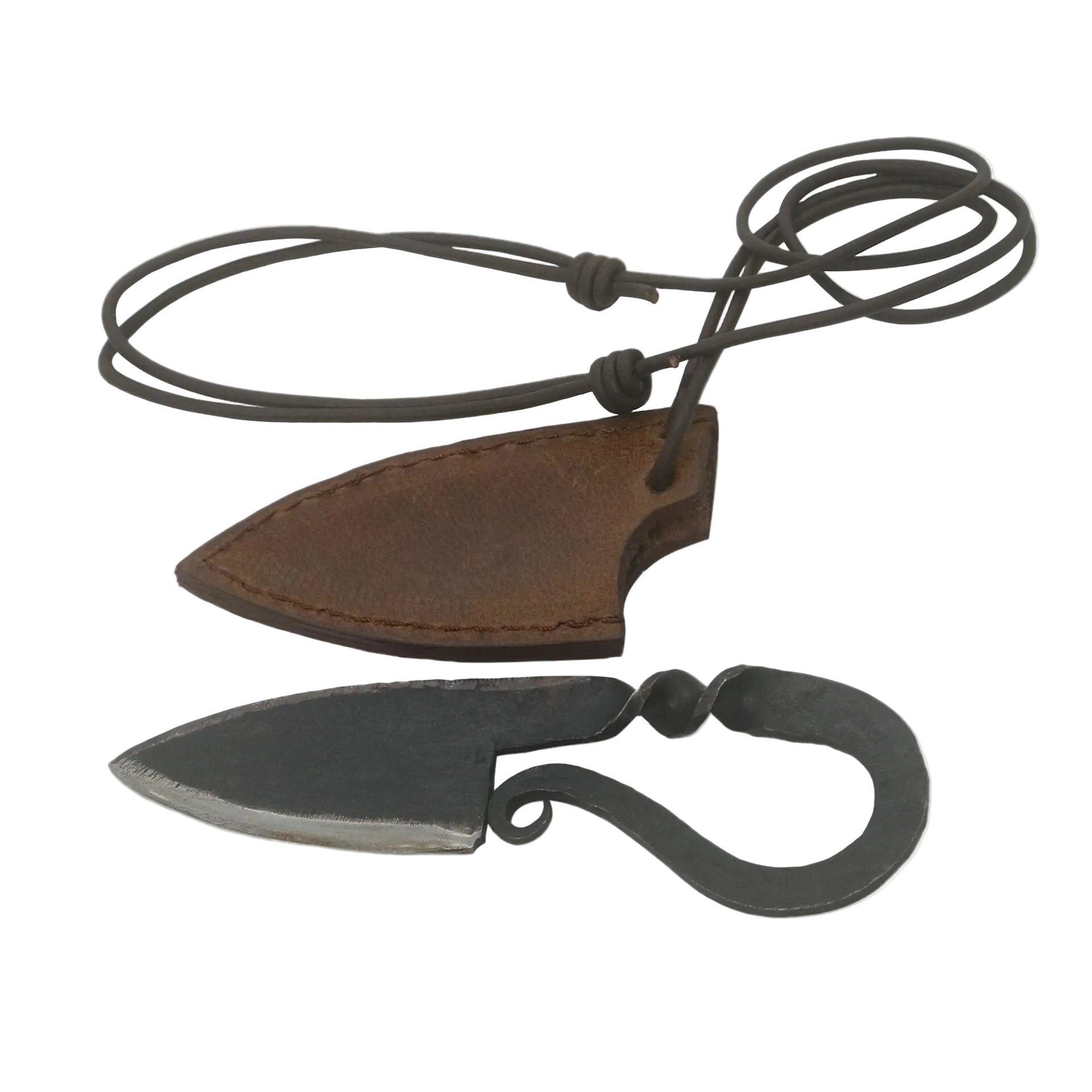 Imagen única de: Cuchillo Vikingo de Hierro Forjado a Mano con Funda de Cuero Auténtico