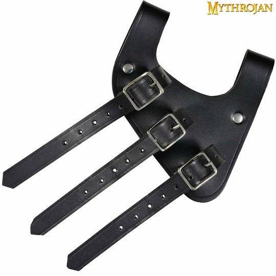 Bandolera renacentista de cuero para espada con triple hebilla — Negro/Marrón - imagen 9