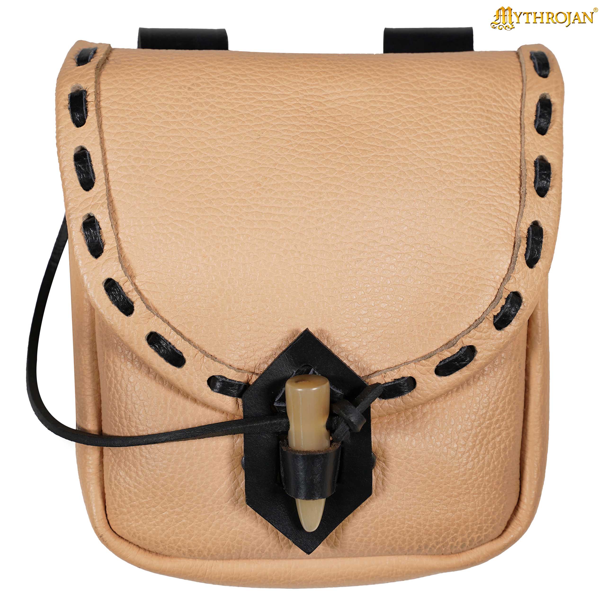 Bolsa de cinturón medieval de cuero con cierre de cuerno - imagen 90