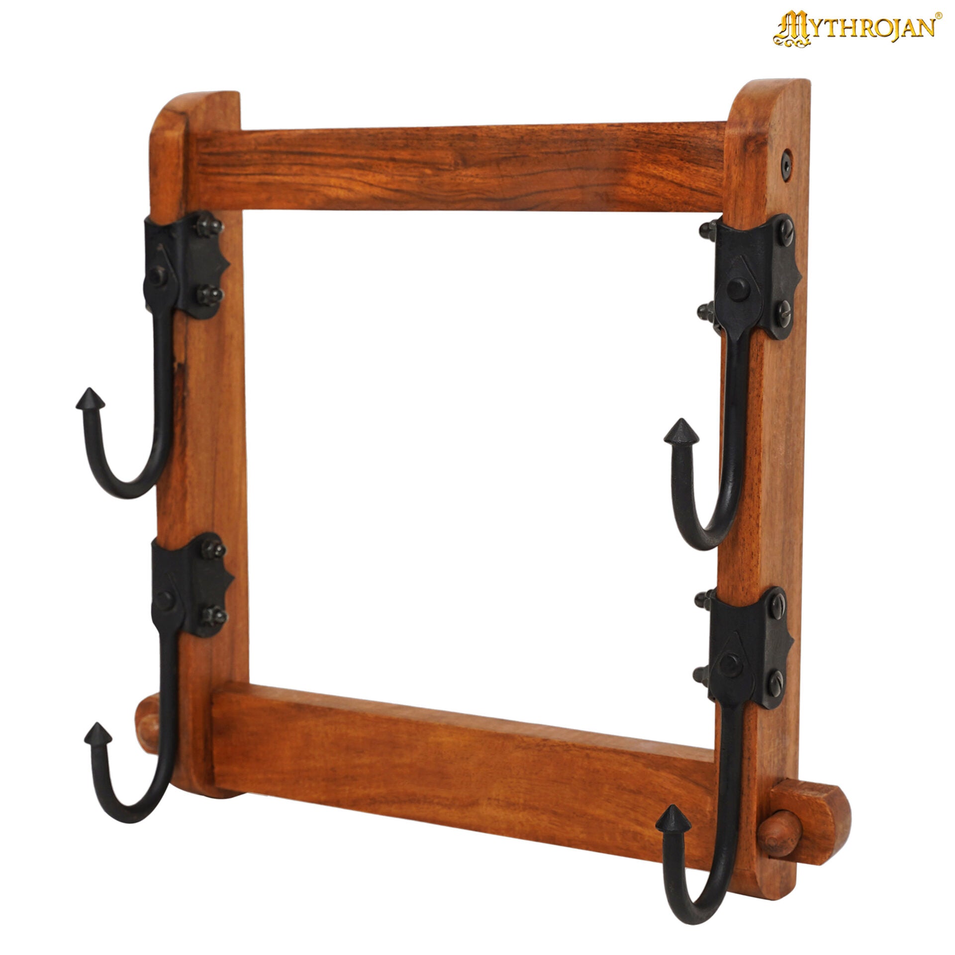 Imagen única de: Mythrojan Soporte de Dos Niveles de Madera Maciza con Ganchos de Hierro