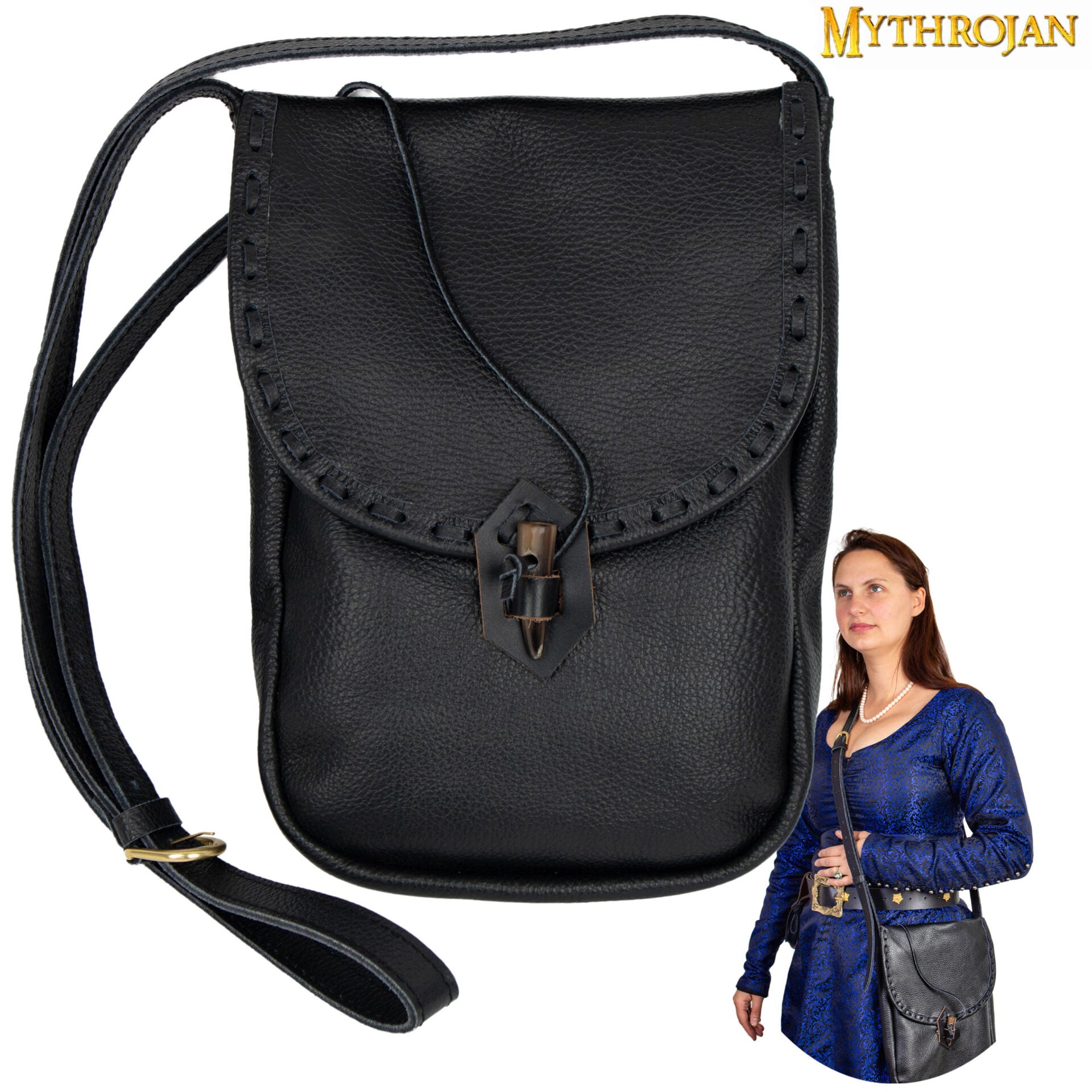 Bolsa mensajera medieval de cuero Mythrojan - imagen 11