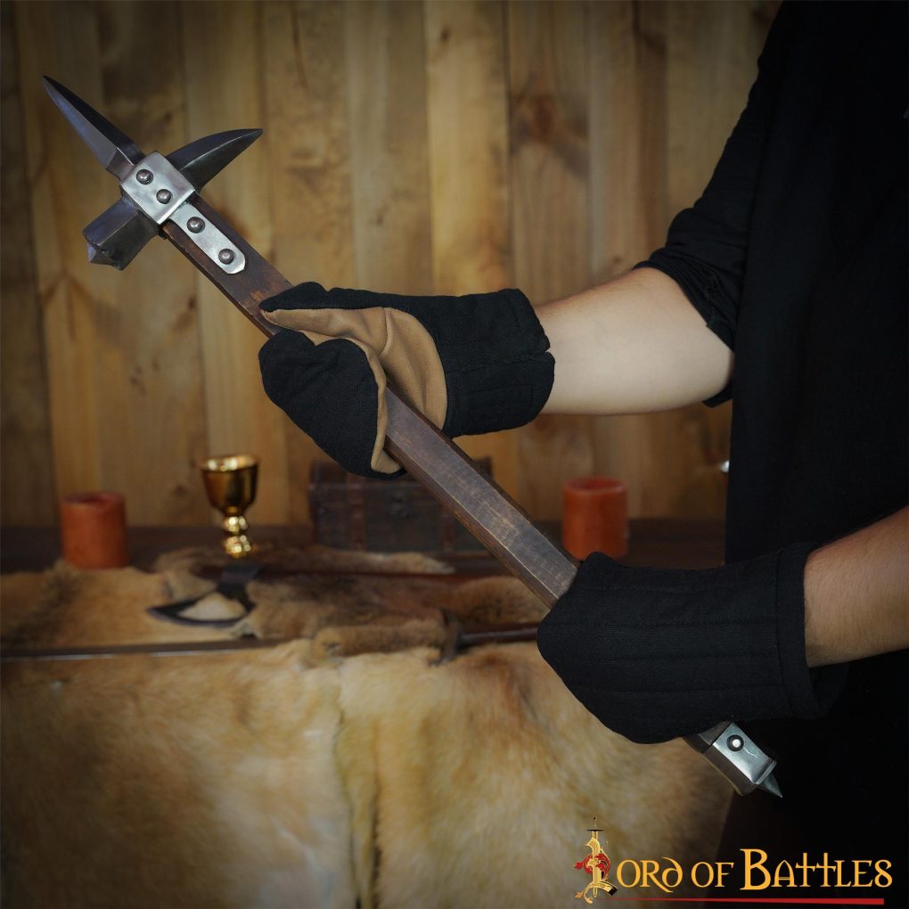 Guantes acolchados de lona de algodón con palma de cuero para recreación medieval - imagen 13