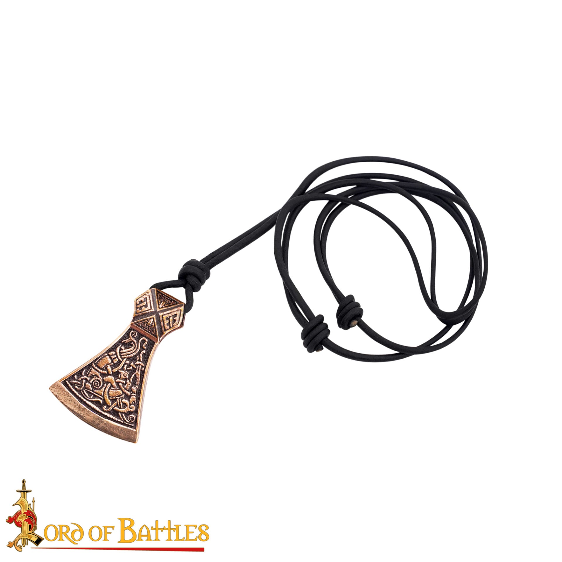 Colgante hacha de bronce - cera perdida, cordón de cuero ajustable - imagen 18