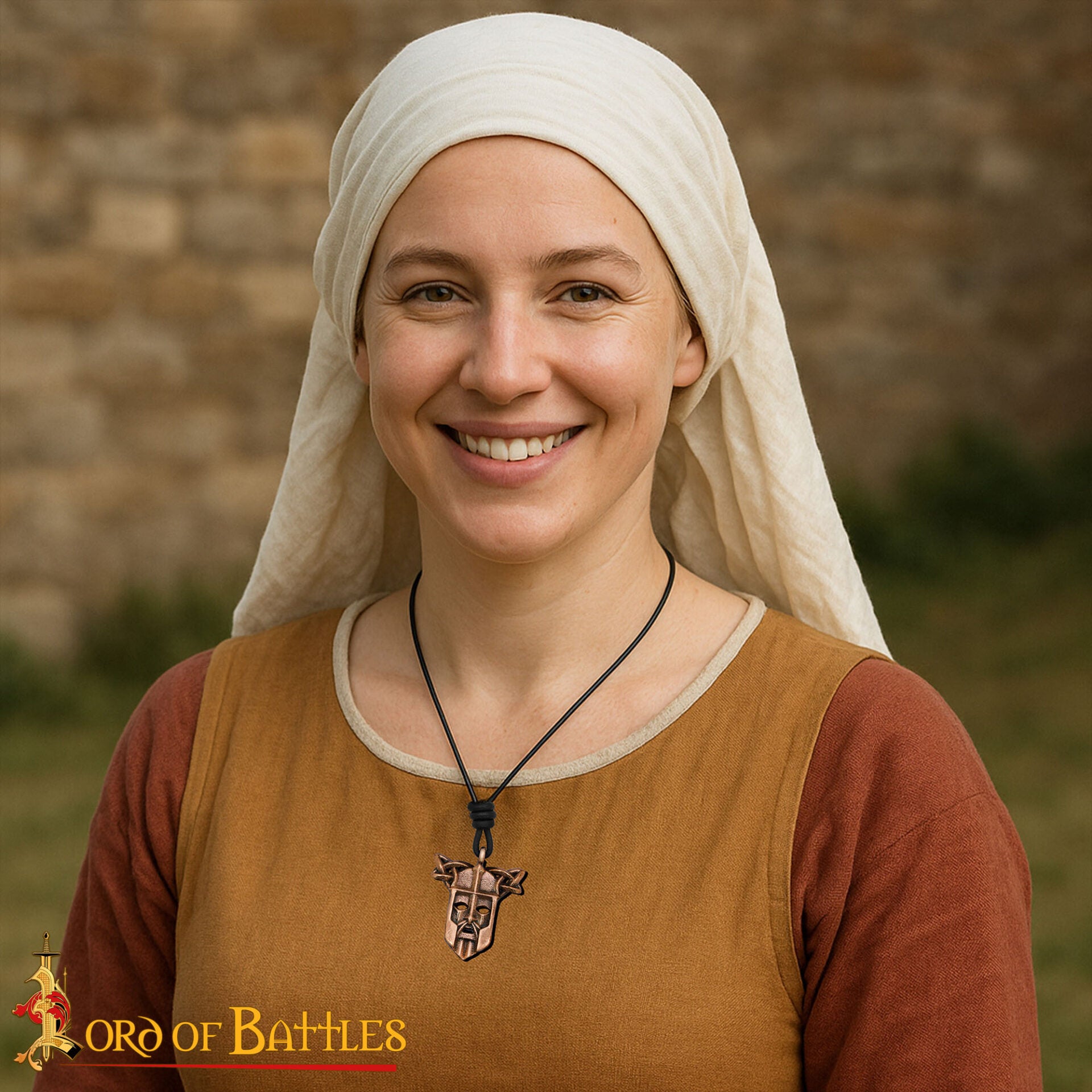 Imagen única de: Colgante Máscara Vikinga - 2,9 X 3 Cm, Acabado en Bronce Antiguo con Detalle de Nudos