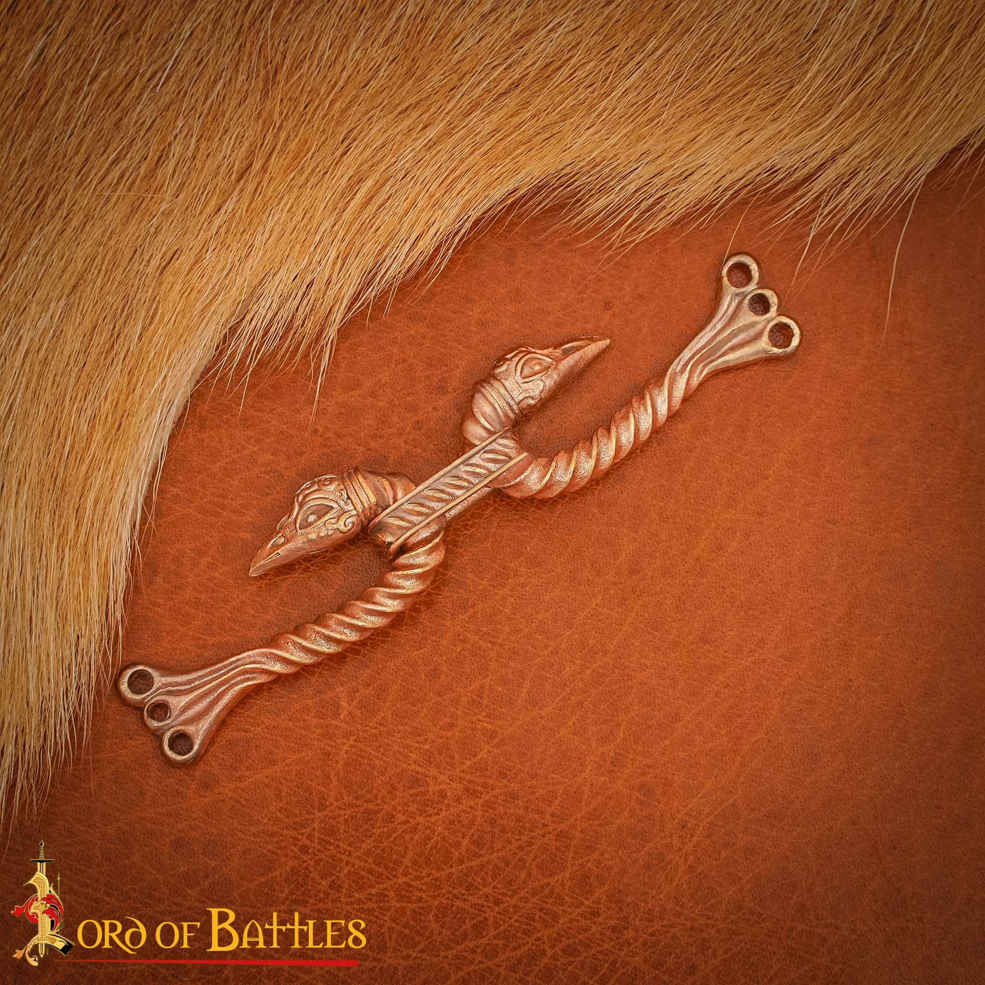 Broche vikingo de bronce para capa con cabezas de animal - cera perdida - imagen 57