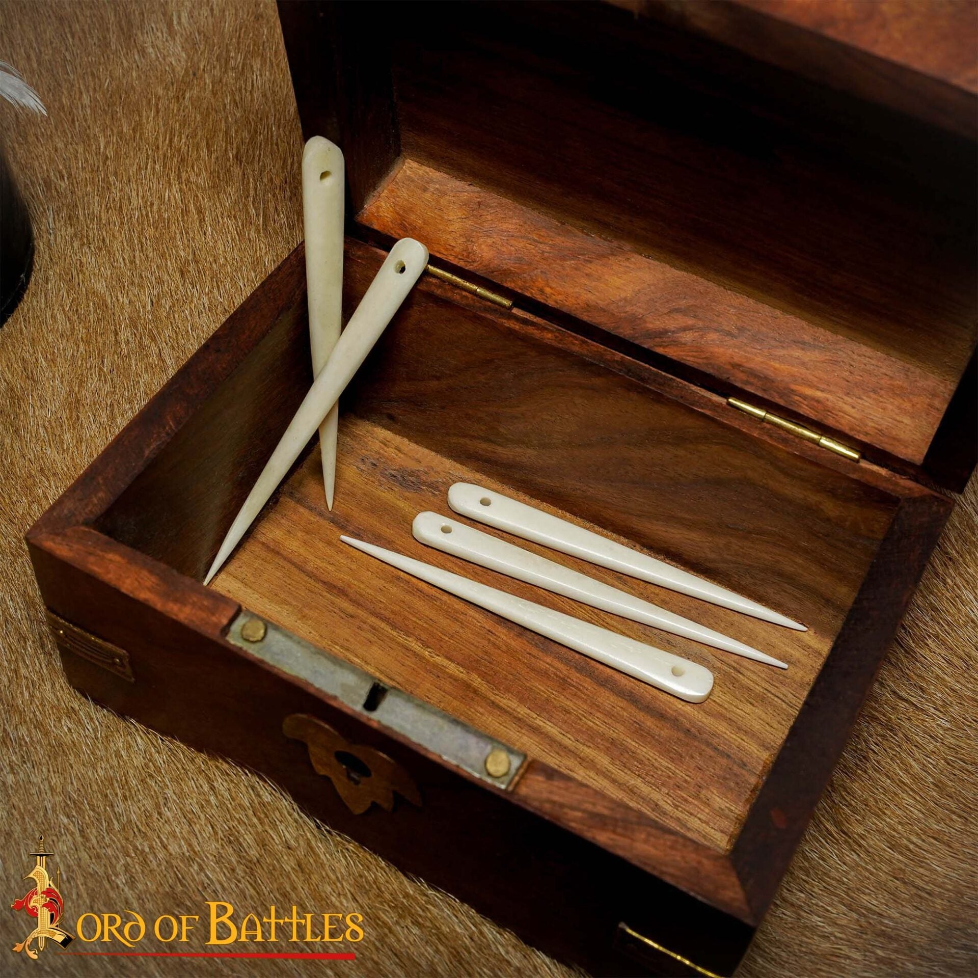 Agujas de hueso vikingas para coser — set 7 cm, ojo 7 mm - imagen 5