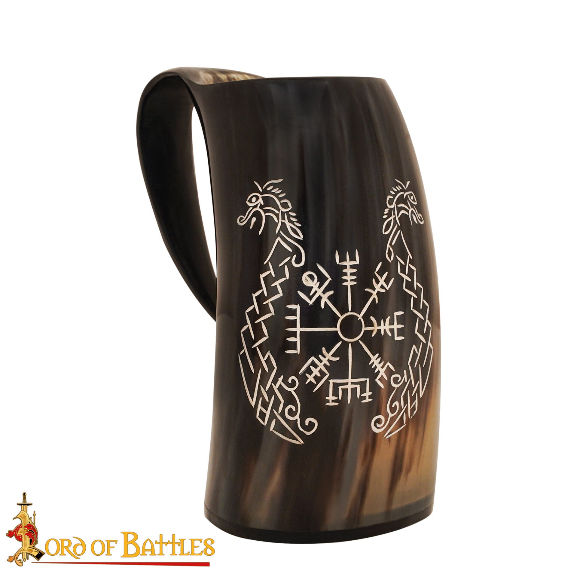 Imagen única de: Jarra Vikinga de Cuerno – Hecha a Mano con Grabado