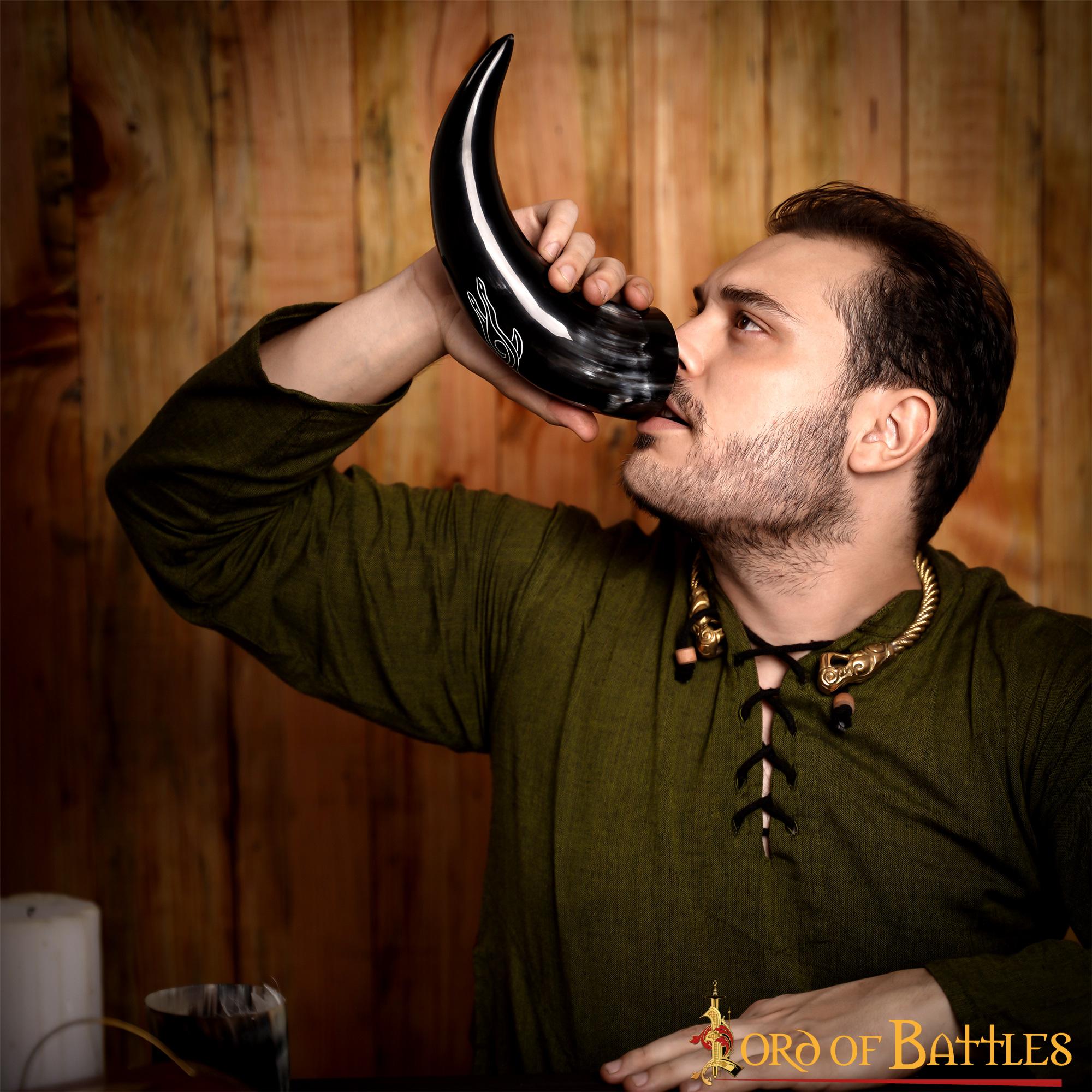 Cuerno de beber Roebuck 400–500 ml, grabado en cuerno de buey genuino - imagen 12