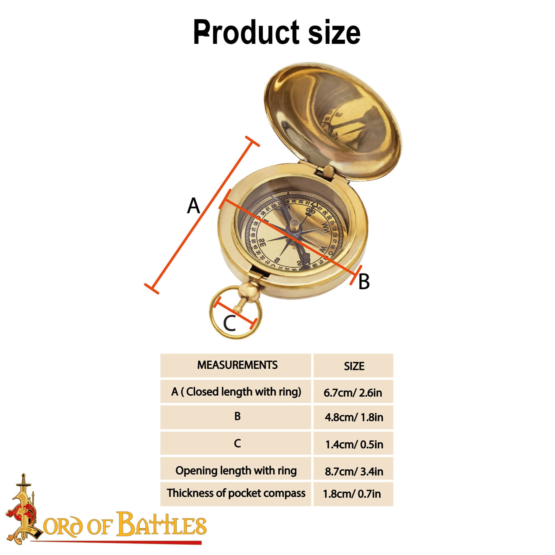 Brújula de Bolsillo de Latón para Aventureros - Instrumento de Navegación de Época - Imagen 12