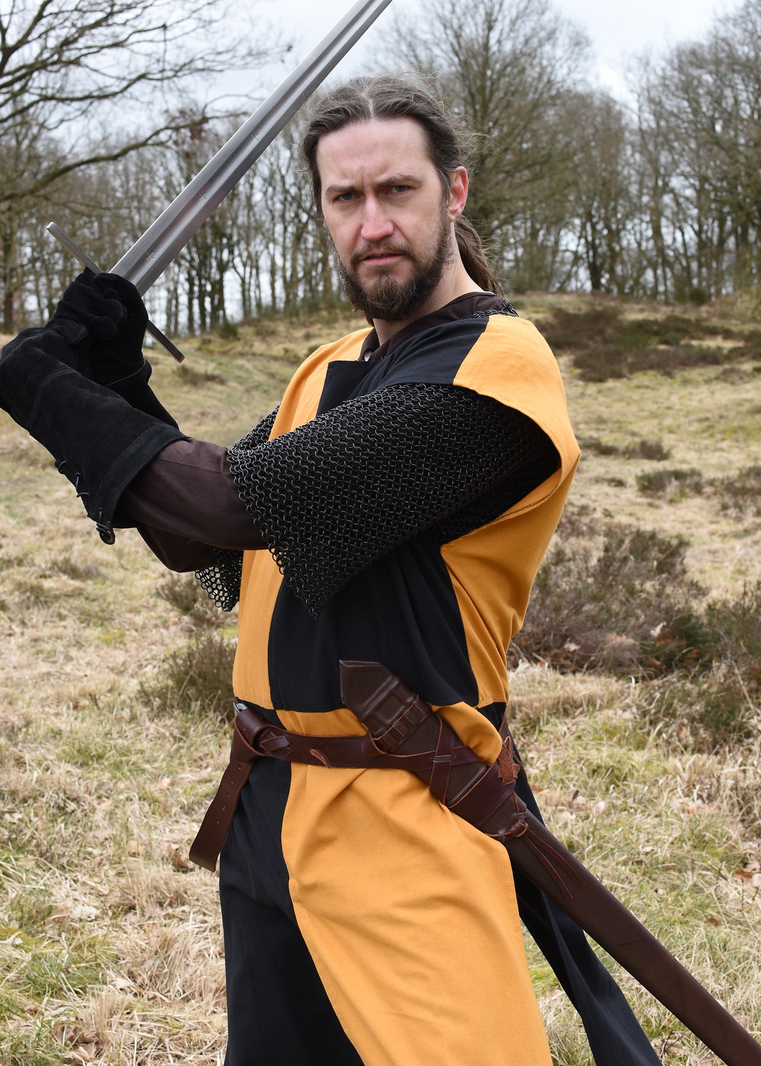 Imagen única de: Túnica Medieval Eckhart, Mi-parti, Amarillo/negro