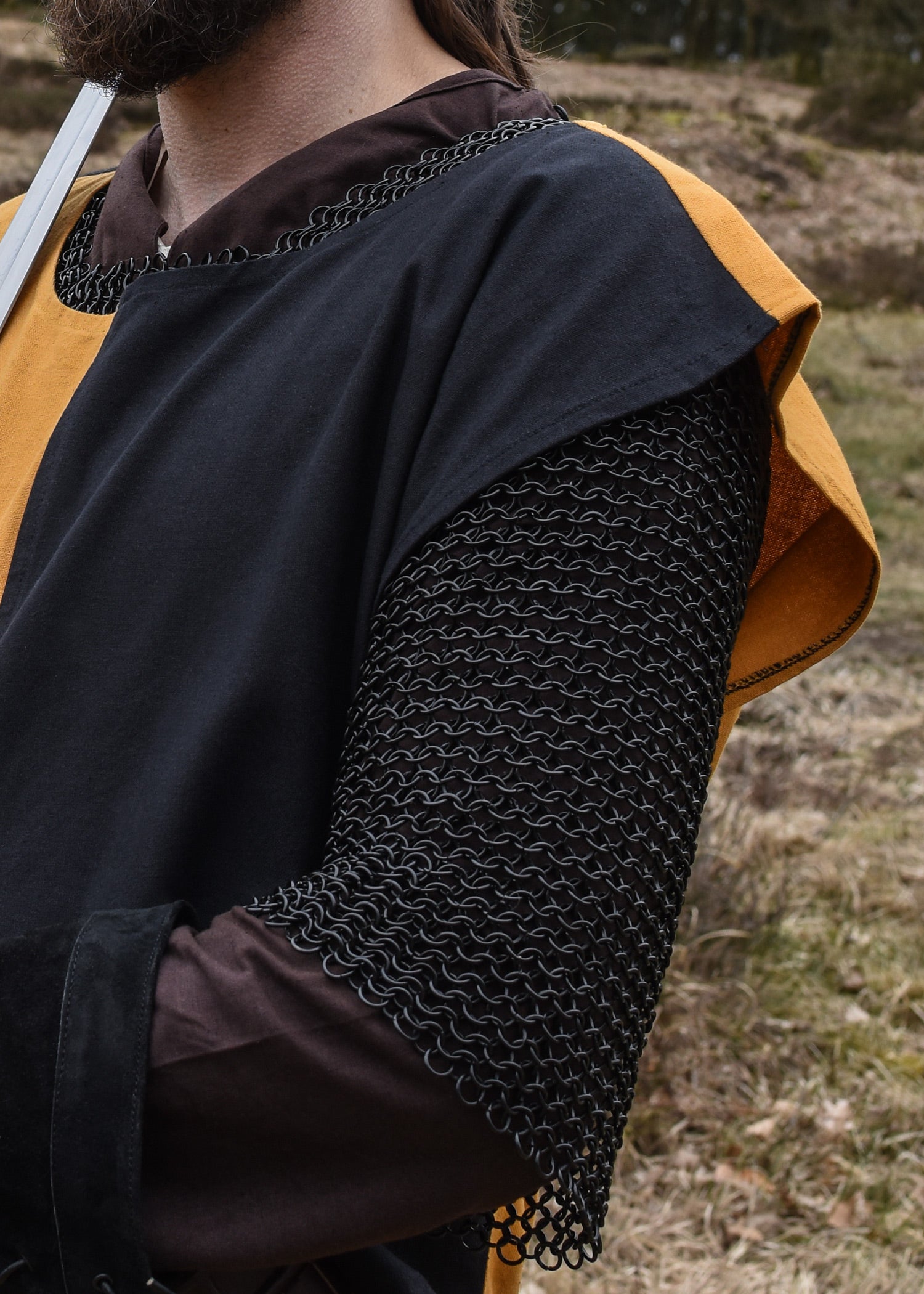 Imagen única de: Túnica Medieval Eckhart, Mi-parti, Amarillo/negro