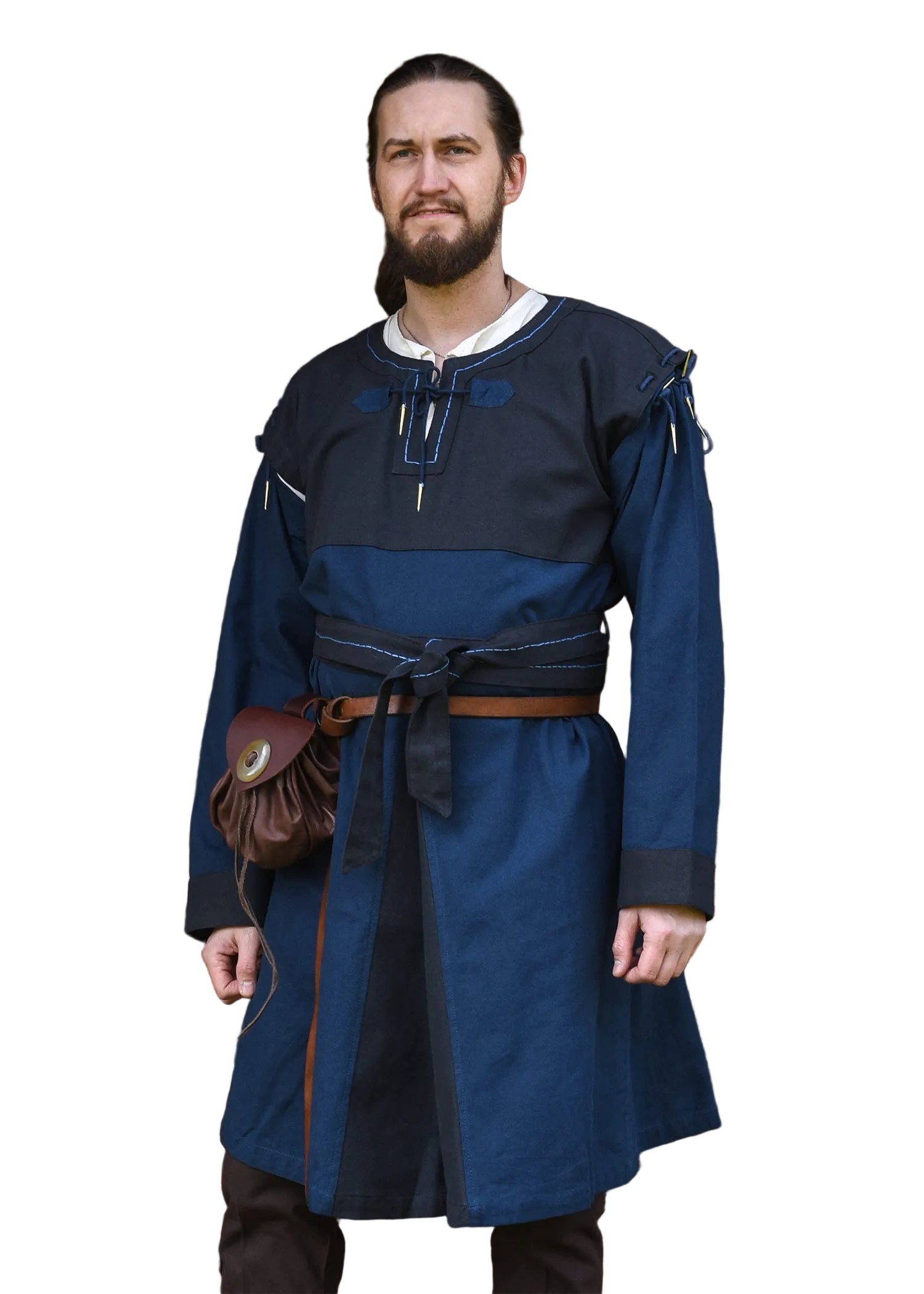 Imagen única de: Túnica Medieval Doblada Con Mangas Desmontables, Azul/azul Oscuro