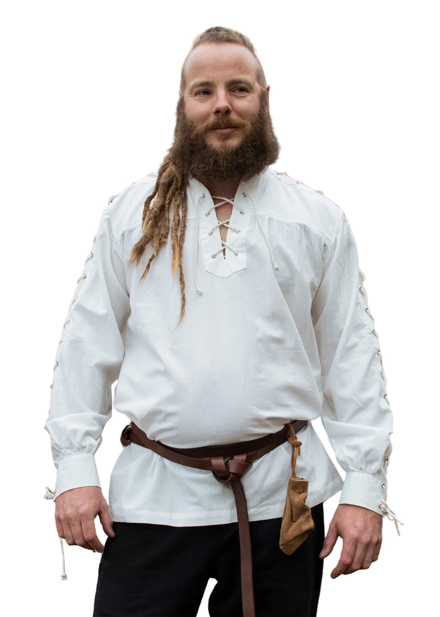 Imagen única de: Camisa Medieval Corvin Con Cordones, Blanca