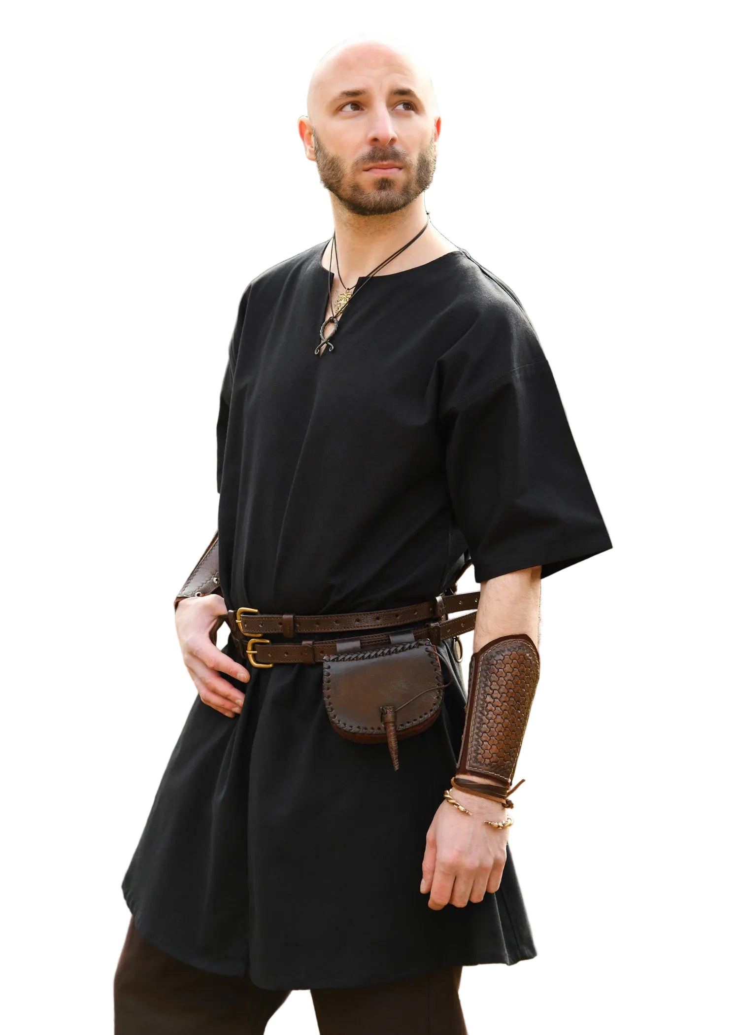 Imagen única de: Túnica Medieval Jasper, Manga Corta, Negro