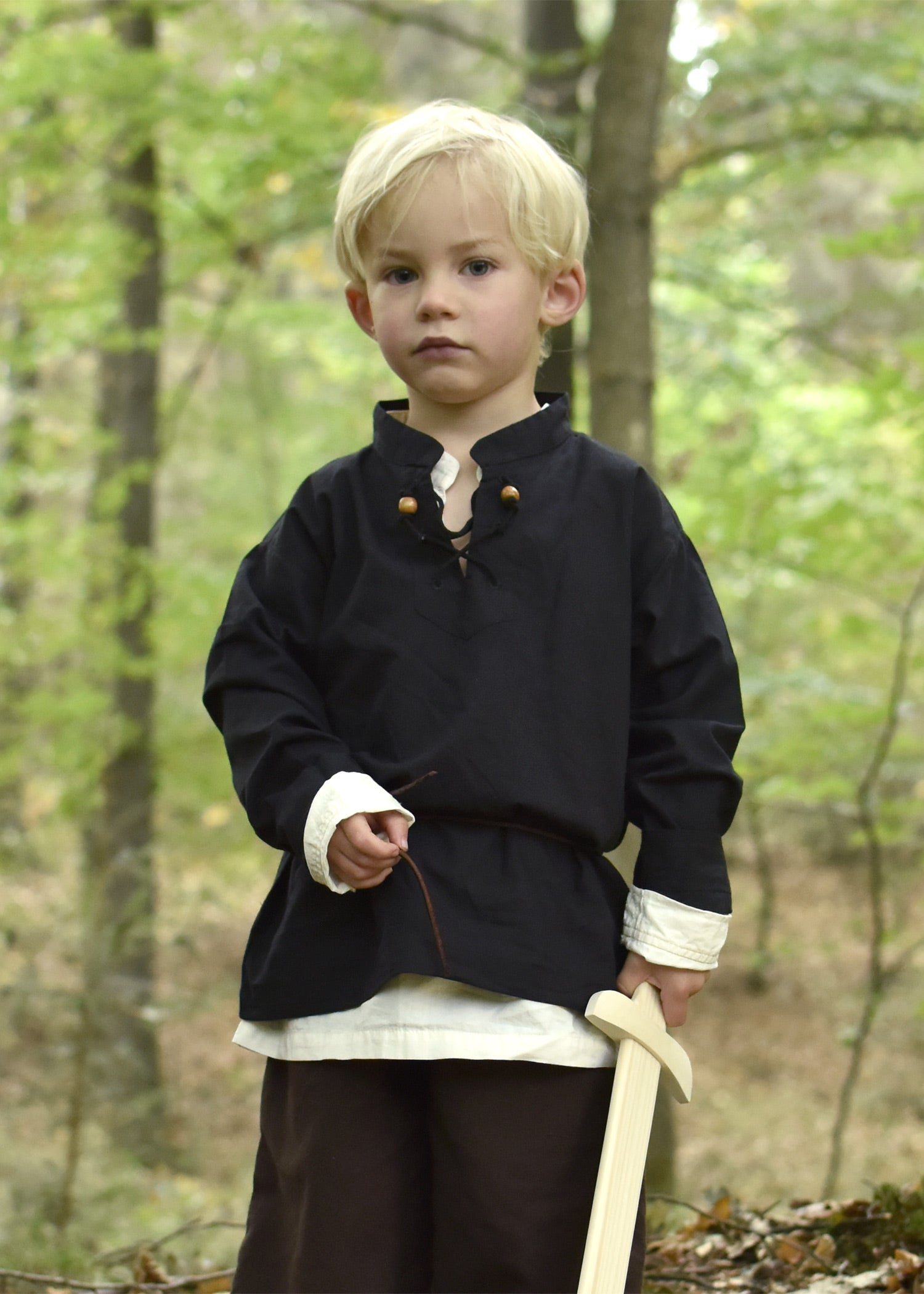 Imagen única de: Camisa Medieval Infantil Colin, Negra