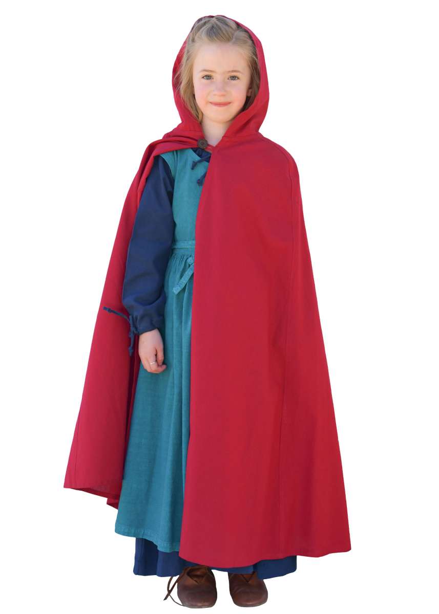 Imagen única de: Capa Medieval Infantil Paul Roja con Capucha