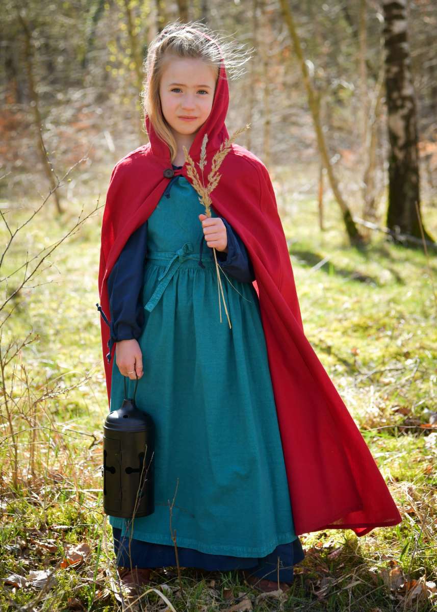 Capa Medieval Infantil Paul Roja con Capucha