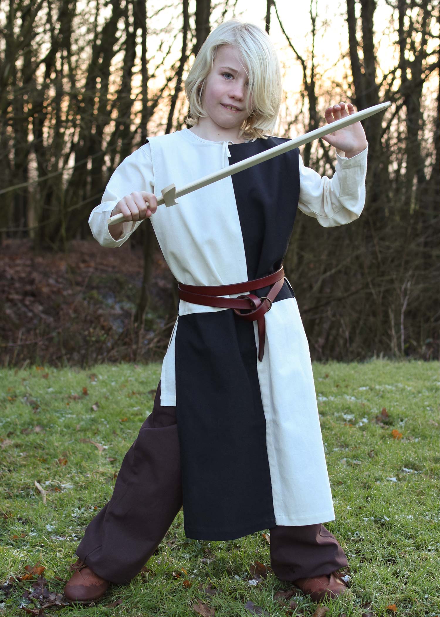 Imagen única de: Túnica Infantil Lucas, Mi-parti, Natural/negro