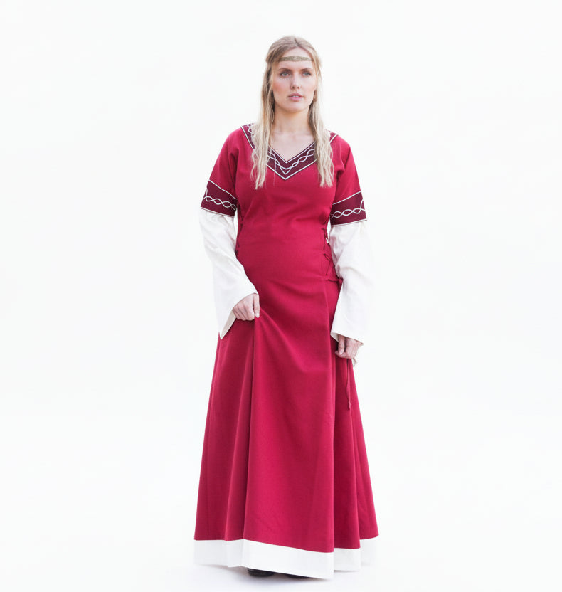 Imagen única de: Vestido Medieval Alvina, Rojo/natural