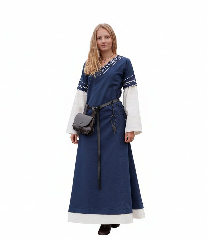 Imagen única de: Vestido Medieval Alvina, Azul/natural