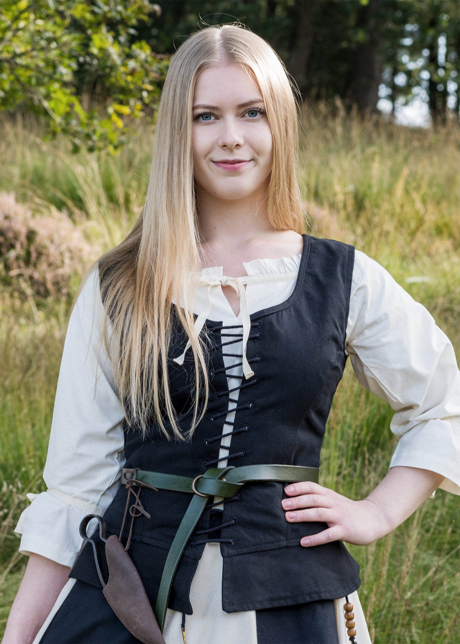 Imagen única de: Blusa Medieval Birga Con Manga 3/4, Natural