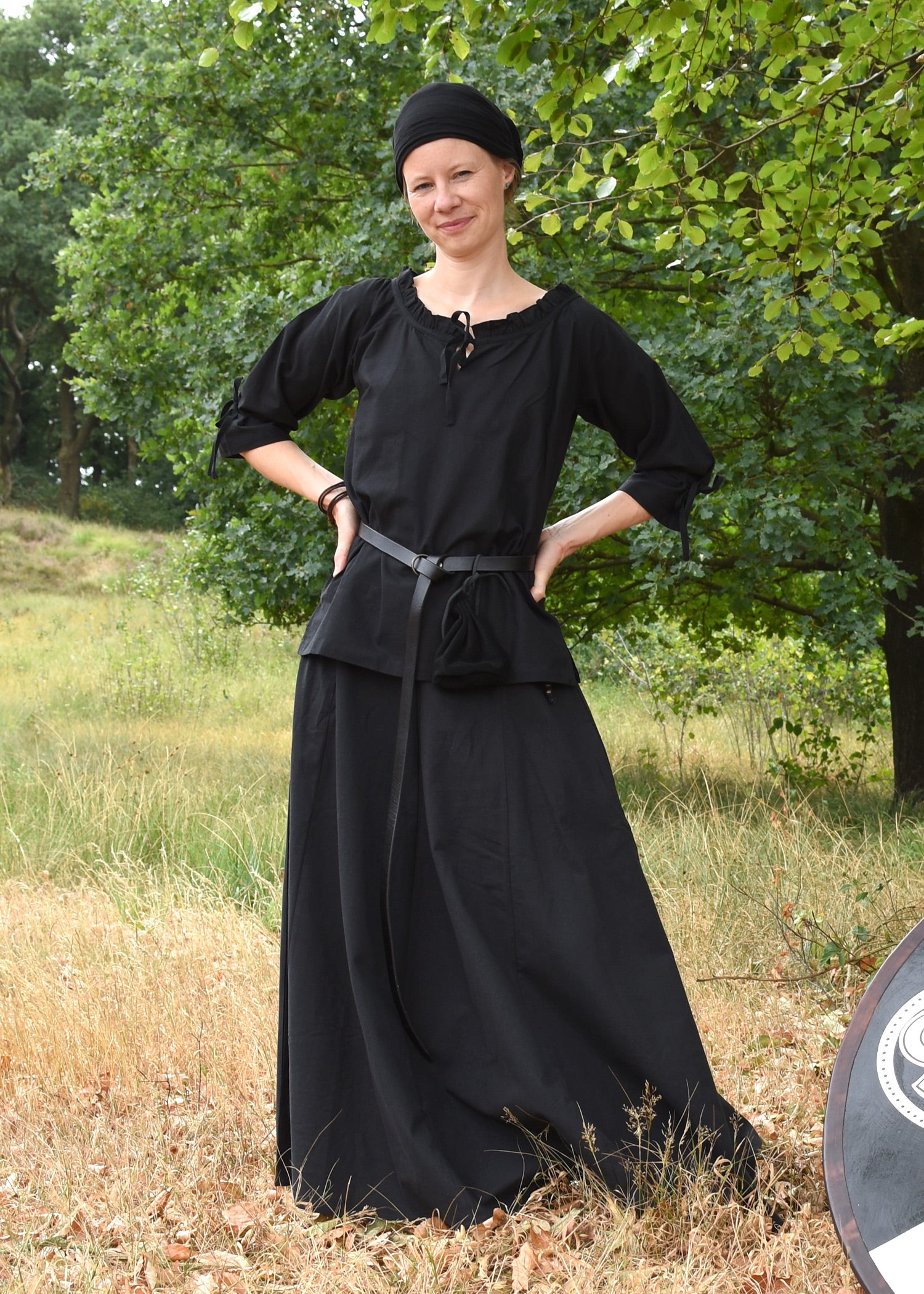 Imagen única de: Blusa Medieval Birga Con Mangas 3/4, Negro