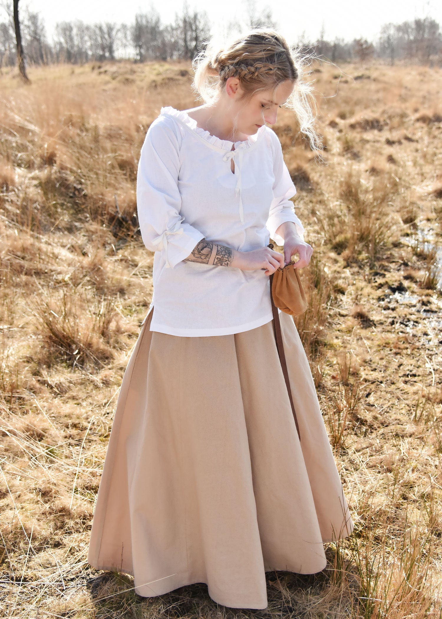 Imagen única de: Blusa Medieval Birga Con Mangas 3/4, Blanco