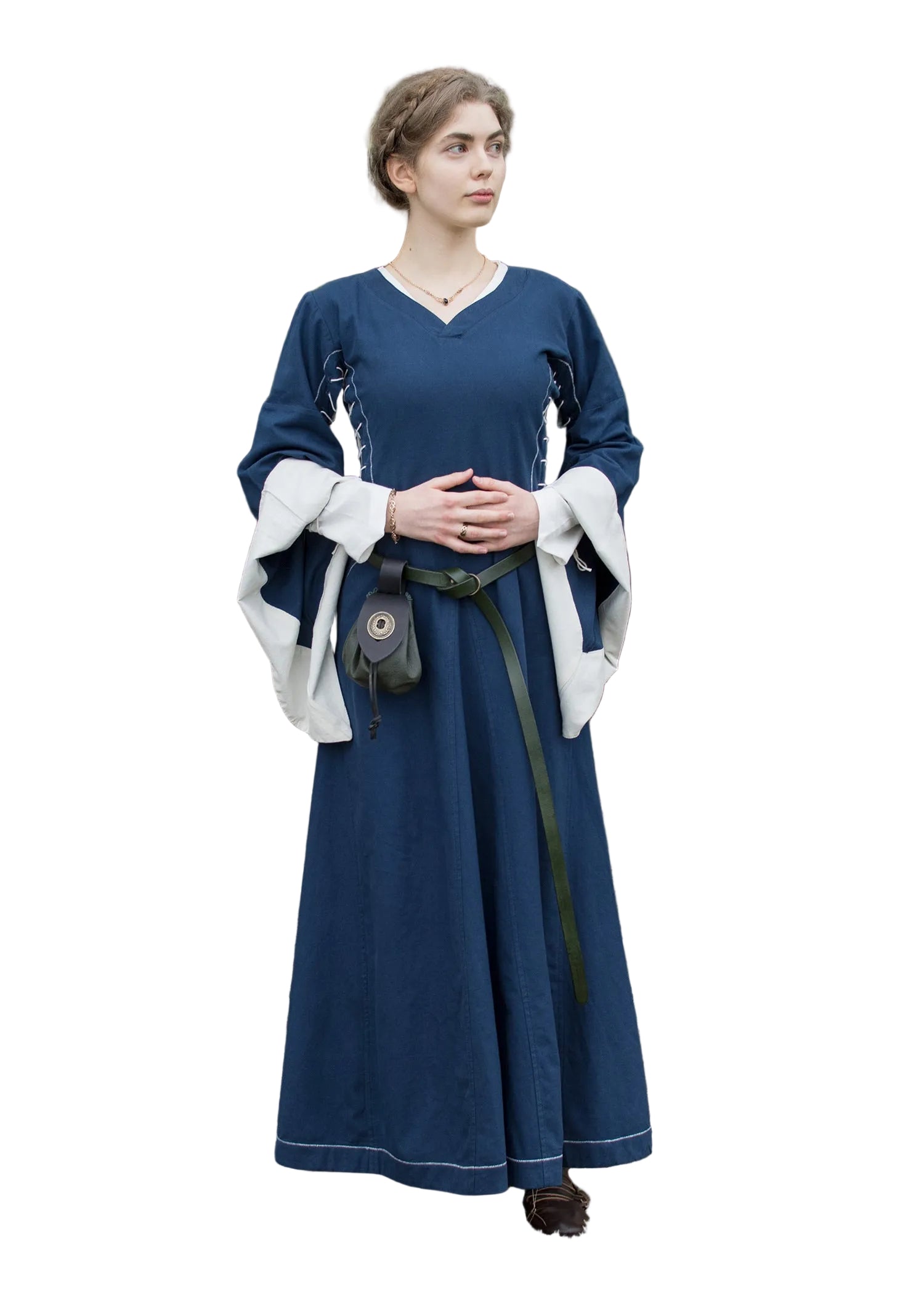 Imagen única de: Vestido Medieval Con Ventanas Del Infierno, Bliaut Amal, Azul/natural