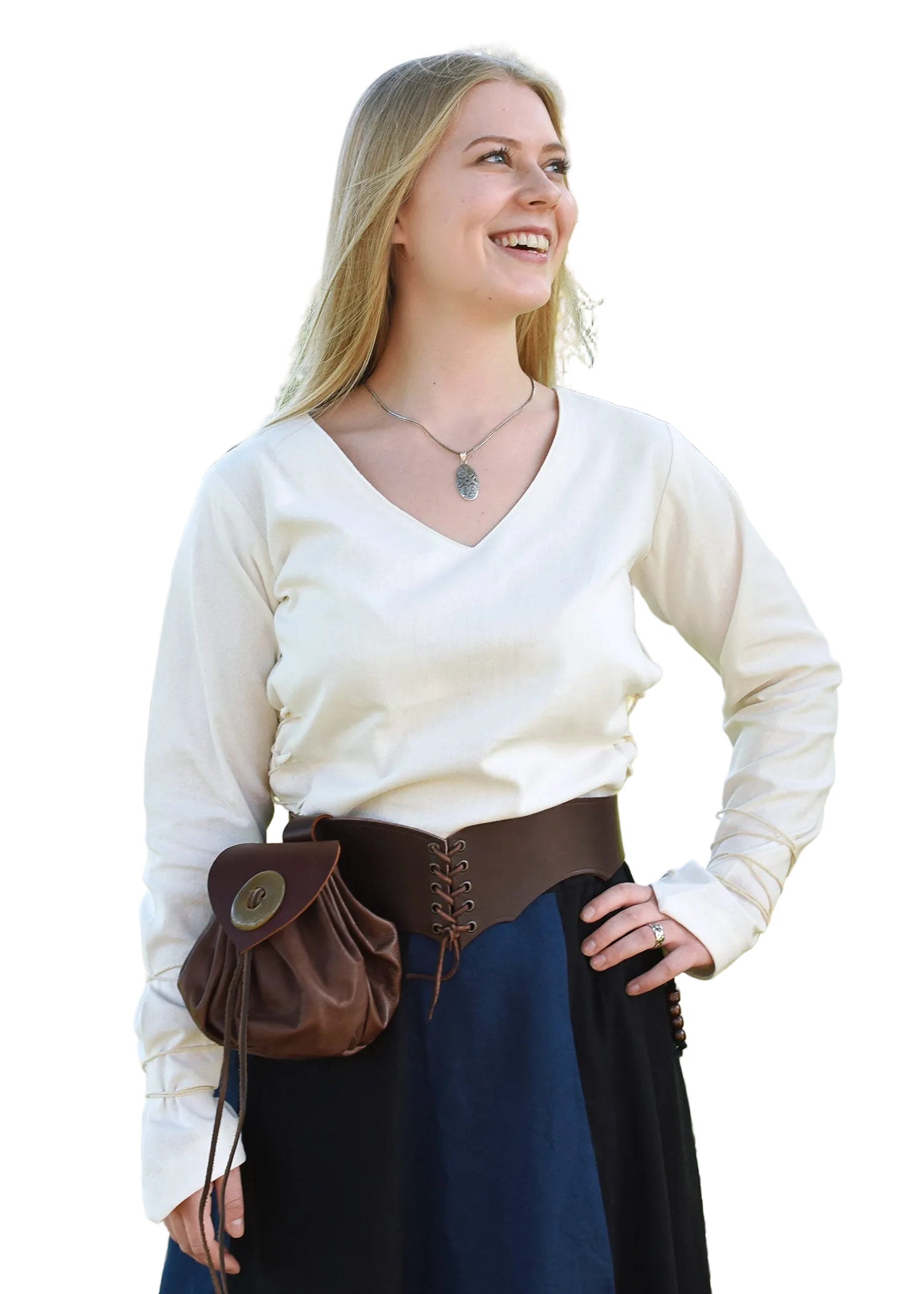 Imagen única de: Blusa Medieval Aila Con Cordones, Natural
