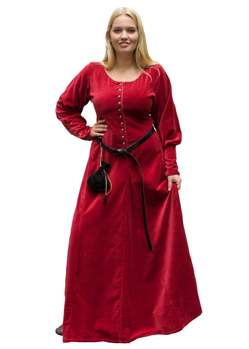 Cotehardie Isabell Velvet Medieval Dress, Red