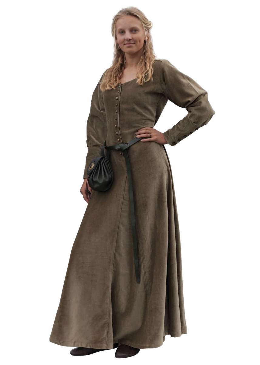 Cotehardie Isabell Velvet Medieval Dress, Green