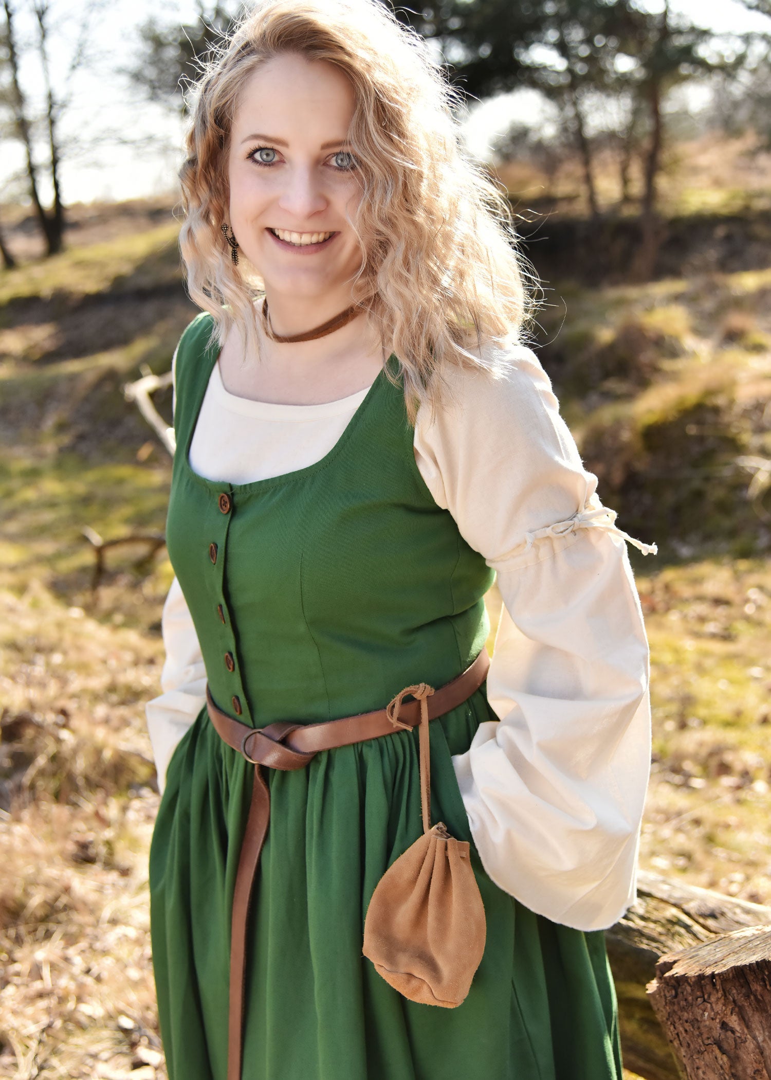 Imagen única de: Vestido Medieval Sin Mangas, Vestido Estilo Pichi Lene, Verde