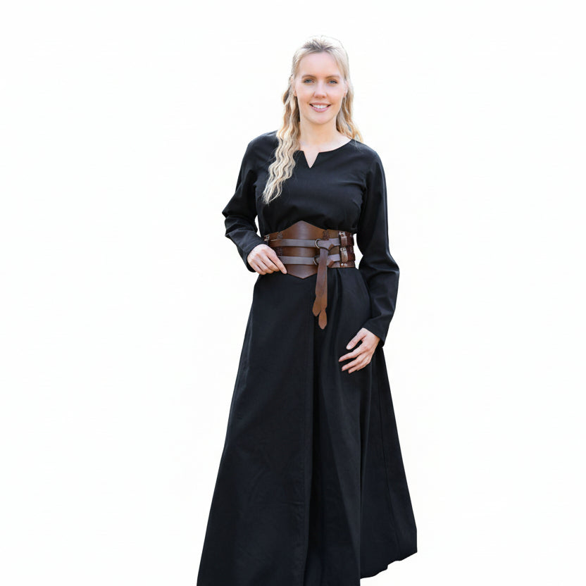 Imagen única de: Vestido Medieval Ligero Milla, Vestido Vikingo, Negro
