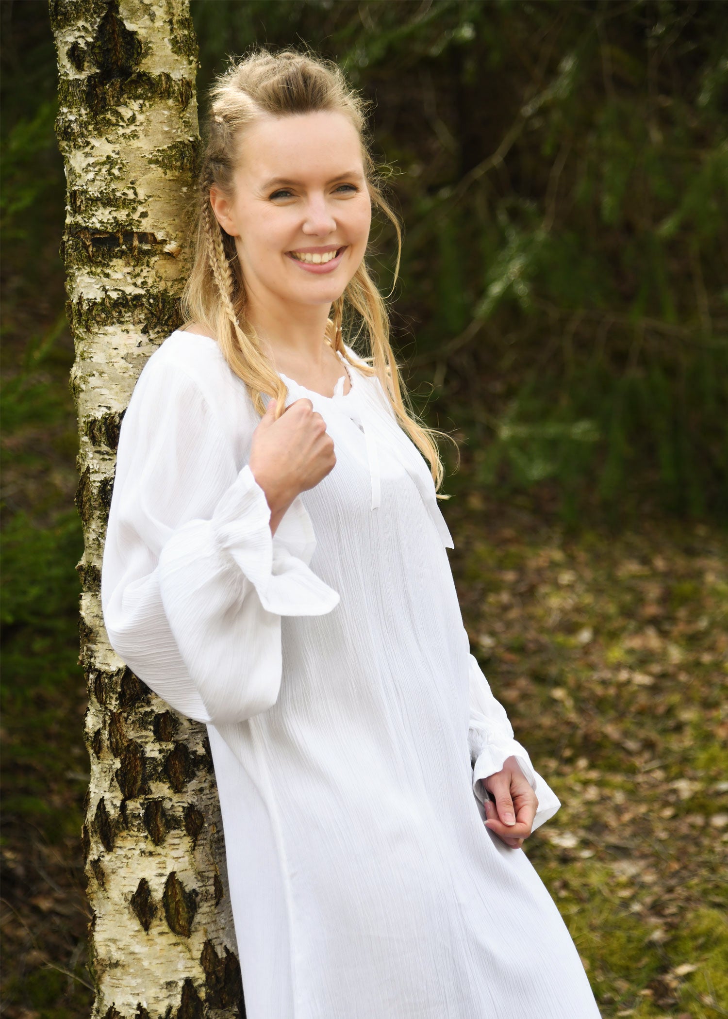 Imagen única de: Camisón Medieval Ligero Con Efecto Arrugado, Blanco