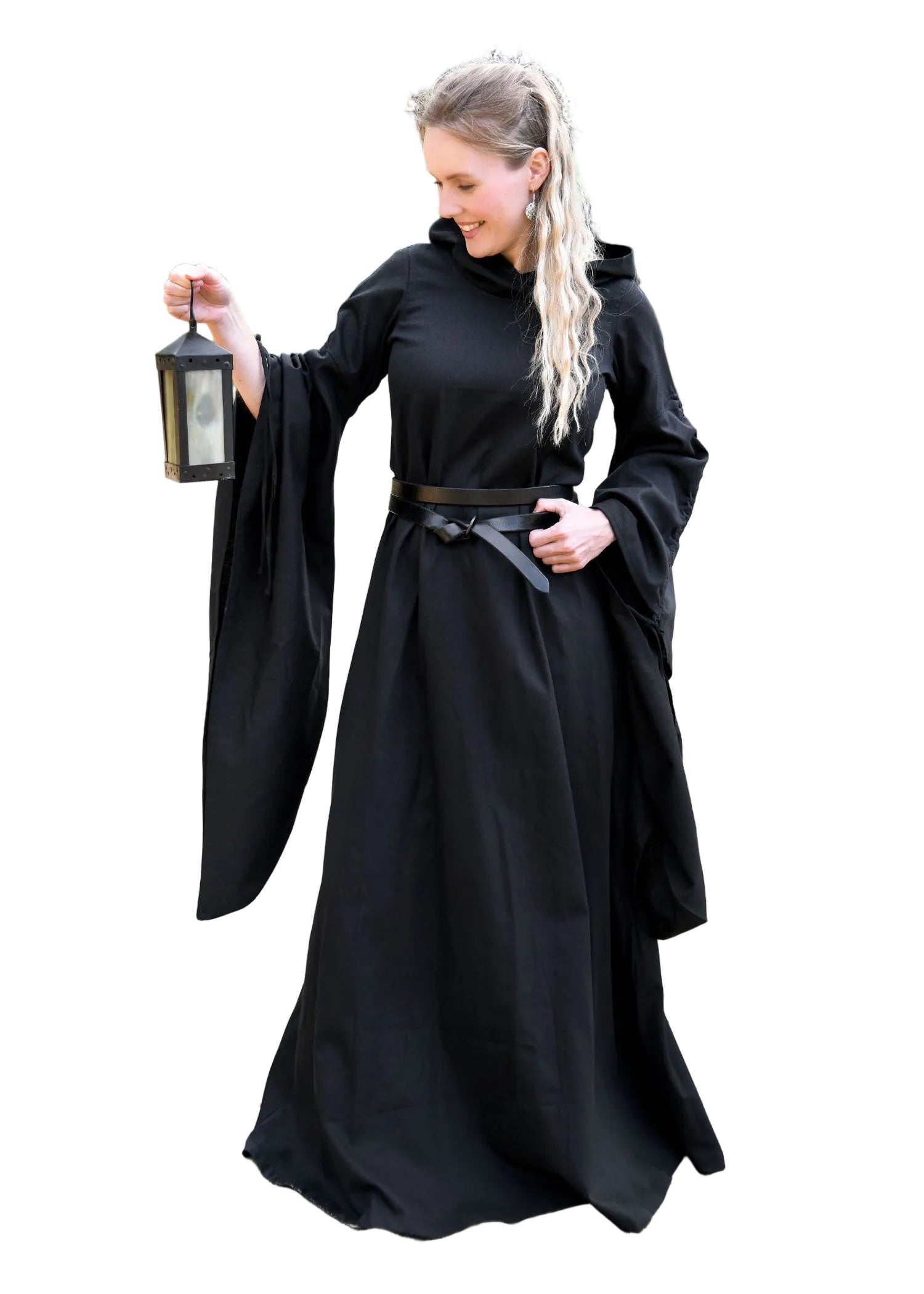Imagen única de: Vestido Medieval Isra Con Mangas Trompeta, Negro