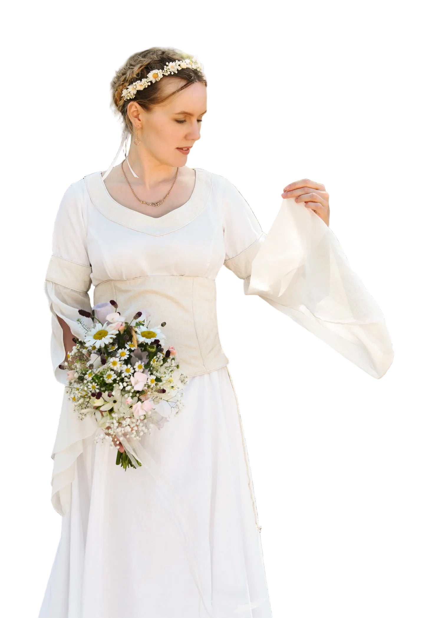 Imagen única de: Vestido De Novia Medieval Con Corsé, Vestido De Novia Fino, Blanco/natural