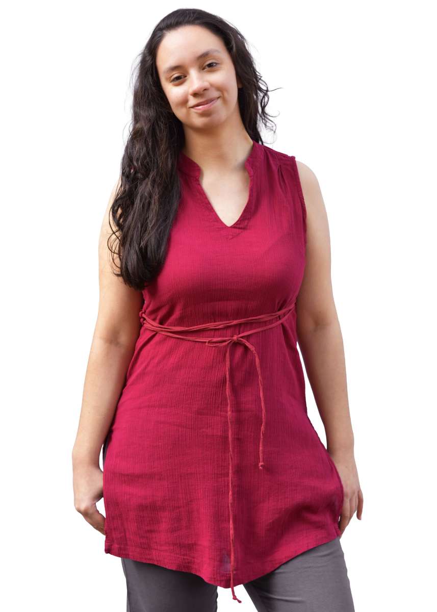 Túnica para Mujer Nimith, Rojo Burdeos Lavado