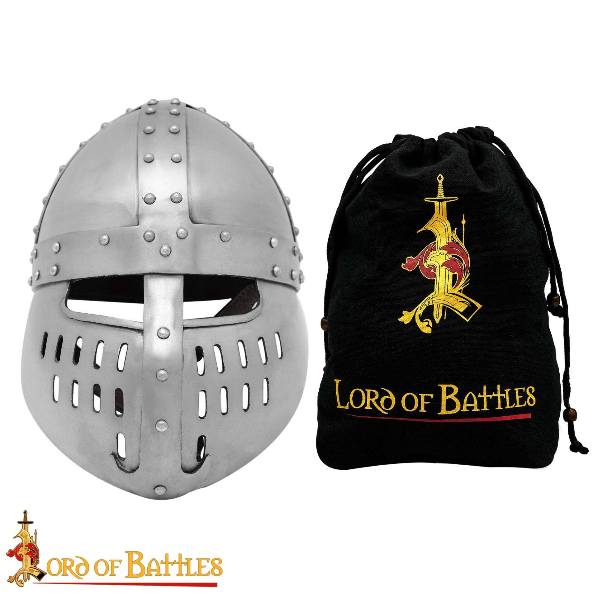 Imagen única de: Yelmo Spangenhelm normando con protector facial y forro de cuero - imagen 14